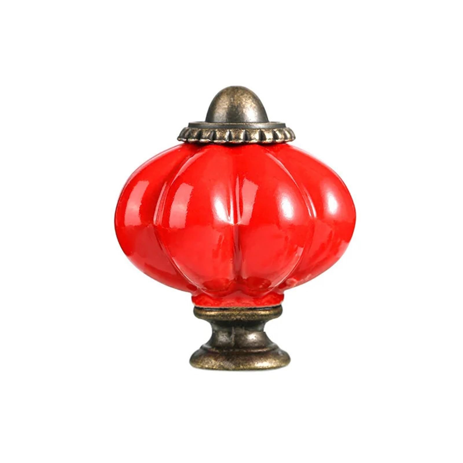 WLIHDB 5Pairs Ceramic Pumpkin Handle Pastoral Style Creative Single Hole Knob with Screw Wardrobe Cabinet Door Drawer Furniture Hardware for Chest of Drawer(Color1)