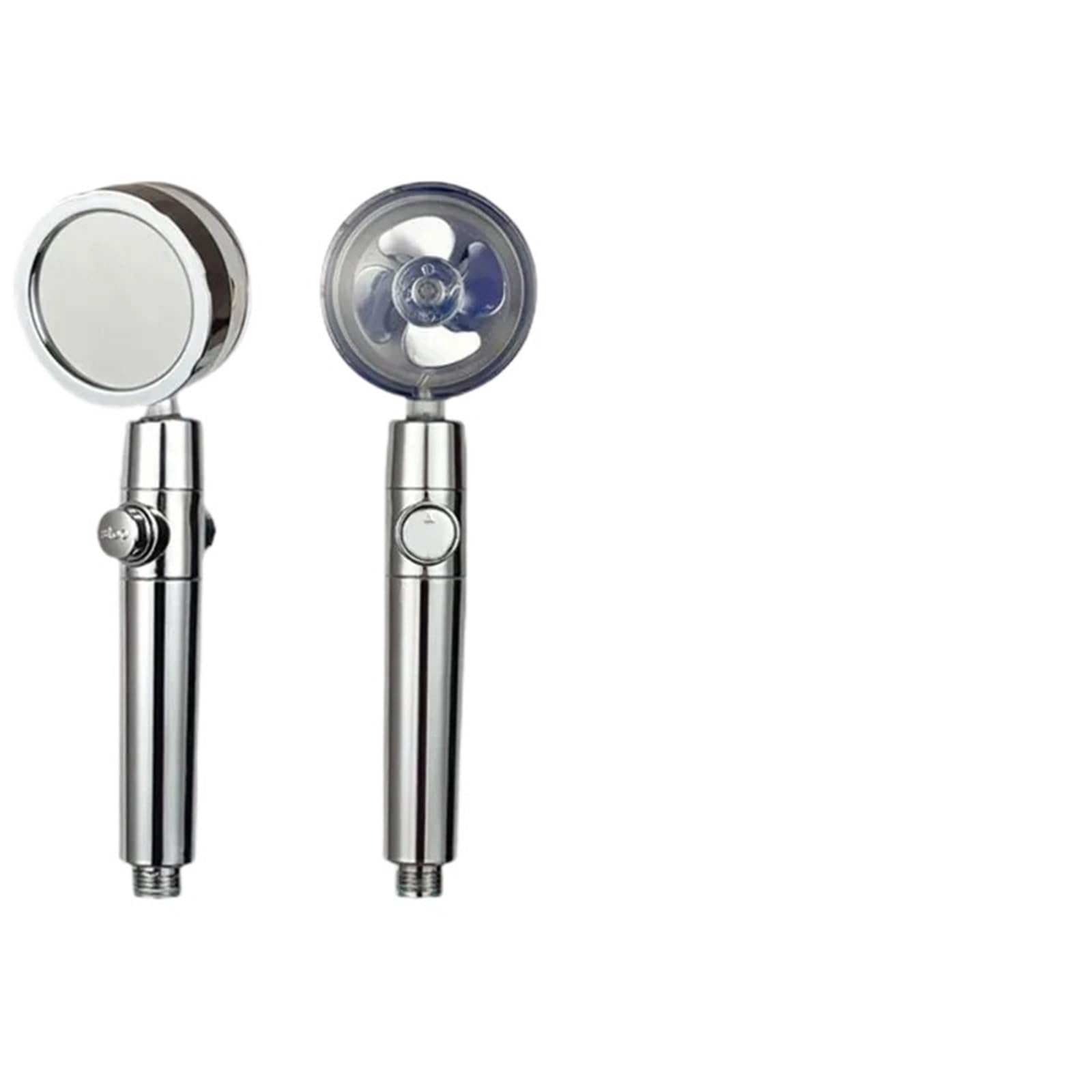 Mqfbnnp Classic-Silver Shower Head Shower Head High Pressure Twin Turbocharged Handheld Turbo Fan Propeller One-Key Stop Massage Showerhead(Classic-Silver)