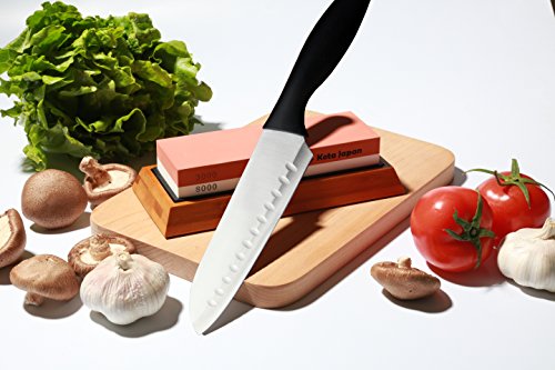 Kota Japan Combination Dual Sided 3000-8000 Grit Diamond Knife Sharpener Whetstone Set for Coarse Sharpening & Fine Polishing. Water Stone Kit | Adjustable Bamboo Holder Base | Precision Blade Guide - Thumbnail 4