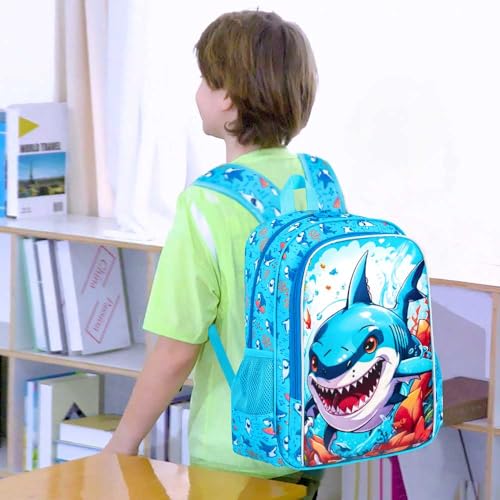 Image of 3PCS Dinosaur Backpack for Boys, 16 Inch Kids Water Resistant Preschool Elementary Kindergarten Bookbags and Lunch Box | Kids