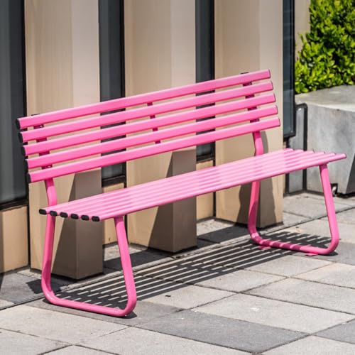 Banc d'extérieur résistant aux intempéries en acier avec dossier robuste