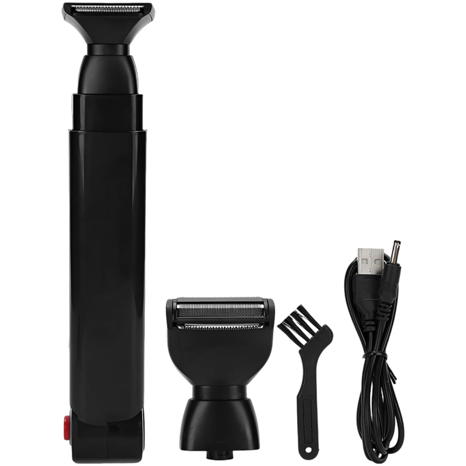 Rasoio elettrico per capelli da uomo, testa larga con rete antigraffio, ricaricabile tramite USB, design pieghevole con manico lungo, potenza 6500 giri/min, nero