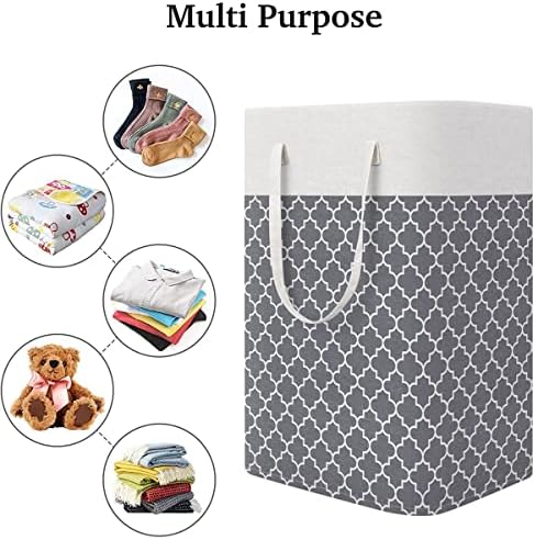 75L Large Capacity Laundry Basket Collapsible Laundry Storage Basket Waterproof Cotton Linen Laundry Hamper with Handles Dirty Clothes Laundry Organizer Bucket for Bedroom Bathroom 75L Large Capacity