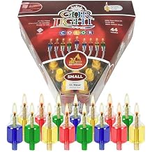 Ner Mitzvah Hanukkah Colored Ohr Lights, Pre-Filled Oil Candles - Small Size, 44 per pk. Burns Aprox. 1 1/2 Hrs
