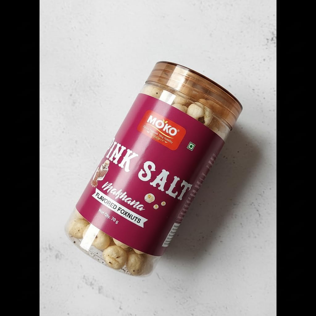 MOKO - Purely Popped. Truly Healthy Pink Salt Makhana (Flavored Foxnuts) | Roasted & Healthy Snack | High Protein, Gluten-Free, Low Calorie | Crunchy Lotus Seeds | 70g Pack 3