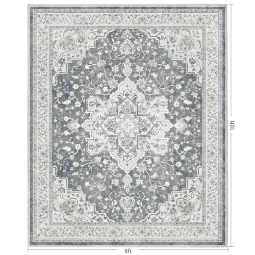 Tapete decorativo Marsail 8x10 gris claro lavable a máquina miniatura 3