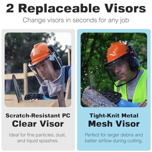 Raxwell Chainsaw Safety Helmet – ANSI Certified 6-in-1 Forestry Hard Hat with Ear Muffs, 2 Visors, Goggles & Earplugs – 30dB Noise Reduction – Adjustable PPE for Arborists, Logging & Tree Work - Image 6
