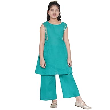 Bitiya By Bhama Girls Cotton Blend Kurta & Palazzo