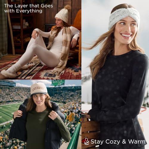 Image of Cuddl Duds Womens Heavyweight Cold Weather Fleece Lined Thermal Set - Long Sleeve Top & Leggings - Winter Lounge Sets