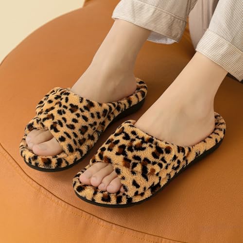 Image of shevalues Orthopedic Slippers for Women with Arch Support Adjustable Open Toe House Shoes for Plantar Fasciitis