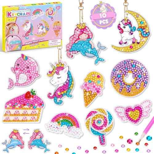 Geschenk Mädchen 7 5 6 8 9 Jahre: Diamond Painting Bastelset Kinder ab 6 Jahre Diamond Painting Kinder Schlüsselanhänger Basteln Mädchen 8-10 Jahre Spielzeug Madchen Geschenke 6 7 8 9 10 Jahre