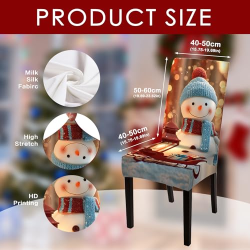 Image of Nuxovilar 2PCS Smiling Snowman Sleigh Stretch Chair Covers 23.6x70in