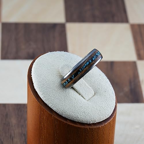 100S JEWELRY 6mm Gunmetal Tungsten Rings for Men & Women: Unique Turquoise & Whiskey Barrel Inlay - Durable Wedding, Engagement, Promise Band - Available in Sizes 6-132