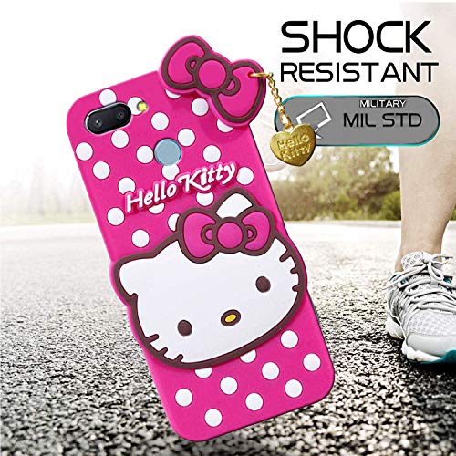 Image of Unirock Hello Kitty Back Case Cover for Redmi 6| 3D Cute Hello Kitty Case |Soft Silicone Rubber Back Cover with Pendant Kitty Cover for Redmi 6 (Pink)