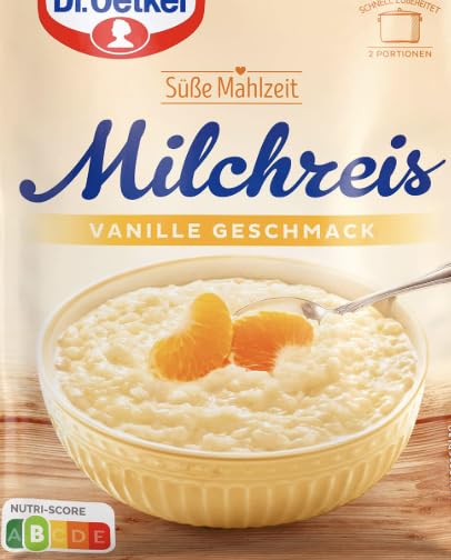 Milchreis Vanille-Geschmack - Riz au lait saveur vanille - Pour délicieux gâteaux, et dessert maison pour des recettes - Compatible avec oetker - 125g