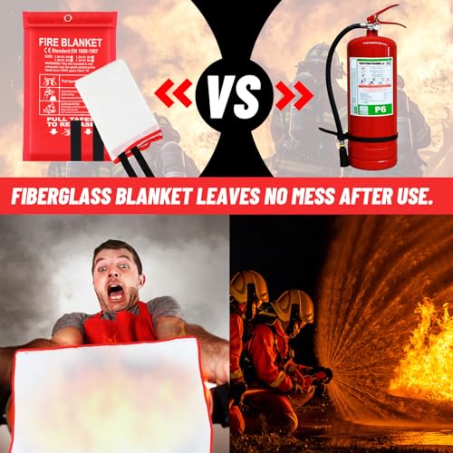 10 Pack Emergency Fire Extinguisher Blankets with Fireproof Gloves and Hooks for Home and Kitchen Safety Fire Retardant Blankets for House Fireplace Car Suppression Flame (39.37 x 39.37 Inch) - Image 7