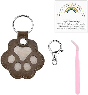 Pet Paw Hair Keychain with Tweezers and Card Cat Dog Fur Storage Key Chain | Dog Cat Hair Memorial Keepsake, ChristmasGifts for Loss of Pet