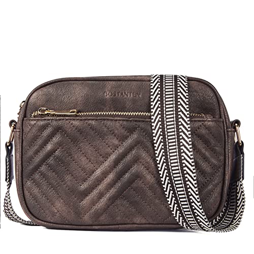 BOSTANTEN Quilted Crossbody Bags for Women Vegan Leather Purses Small Shoulder Handbags with Wide Strap Coffee by BOSTANTEN - Used condition - Image 8
