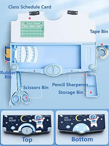 Image of Stylbase Pencil Box Suitcase for Boys & Girls | Hard School Pencil Case Geometry Box with Password Lock & Handle | Pencil Pouch for School Supplies Kids (Delft Blue)