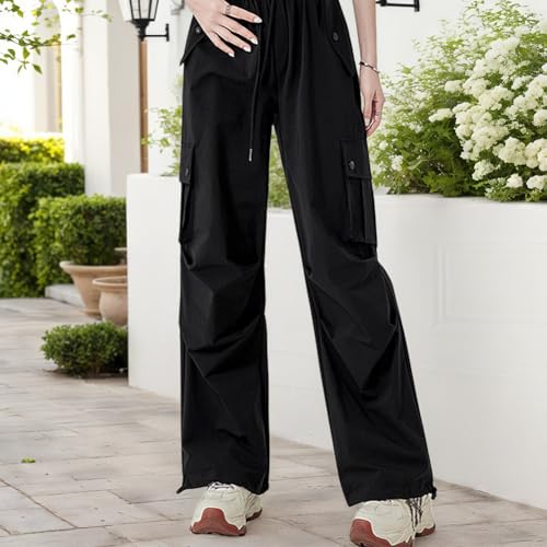 Women's High Waisted Loose Cargo Pants Wide Leg Sportswear