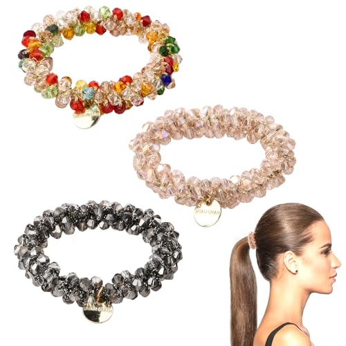 Dokeno 3 Piezas Gomas de Pelo con Perlas Bandas Elásticas para el Cabello Perlas Coleteros de Pelo Cabello para el Pelo Coleta Accesorios para el Cabello Scrunchies Elásticas para Mujeres y Niñas
