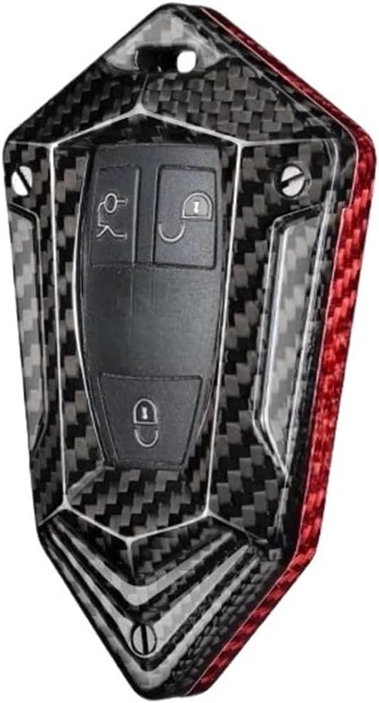 Carbon Fiber Car Key Case Cover Compatible for Benz CLS CLA GL R SLK AMG A B C S Class Unique Key Case Accessories(Red Black)