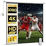 HOMCOM Schermo per Proiettore Motorizzato da 120 Pollici 1:1 con Telecomando, Telo Proiettore Avvolgibile in Plastica e Metallo, 236.5x8x236.5 cm, Bianco