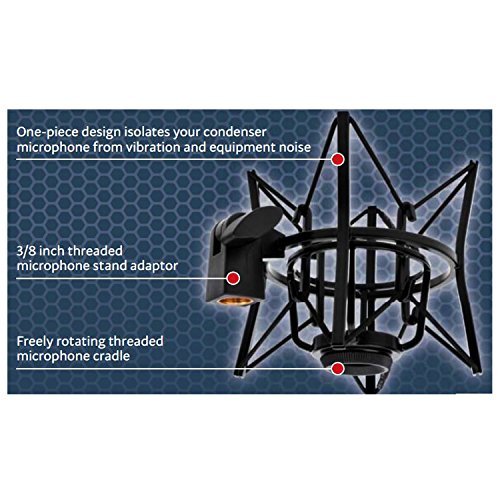 Suspension spider LyxPro noire pour micro de studio