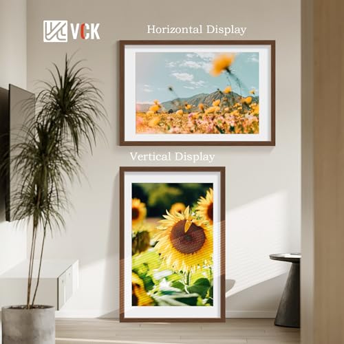 Image of VCK 24x36 Poster Frame 5 Pack, Brown Wood, 20x30 Mat, for Wall Art