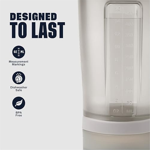 Miniatura 5 de BlenderBottle Botella agitadora con organizador de pastillas y almacenamiento para proteínas en polvo, sistema ProStak, 22 onzas, gris humo