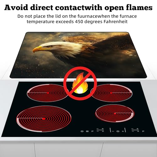 Image of Multi-Design Stove Cover for Glass /Electric Stoves - 3-in-1 Heat-Resistant Protector Mat, Non-Slip Drying Rack 28 inchx20 inch (Eagle)