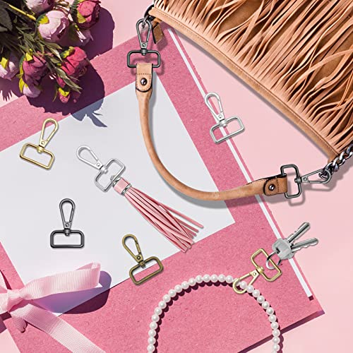24Pcs Swivel Clasps 1 inch D Ring Lobster Claw Clasps,Metal Swivel Snap Hooks Lobster Lanyard Clasp for Strap Push Gate DIY Crafts Keychains Jewelry Purse Bag Making(4 Colors, 2.5cm Inside Diameter)
