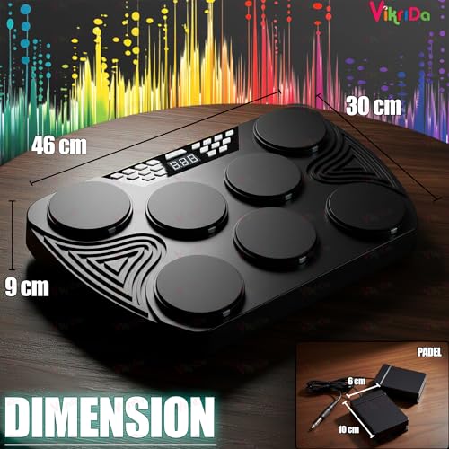 Image of VikriDA Kids Hand Drum Puzzle Game with LED Lights - Portable Electronic Desktop Drum Toy with Sound & Light Effects
