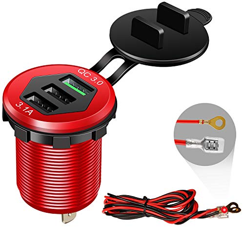 Quick Charge 3.0 Car Charger, 12V/24V 35W QC3.0/2.0 USB Charger Socket, 3 USB