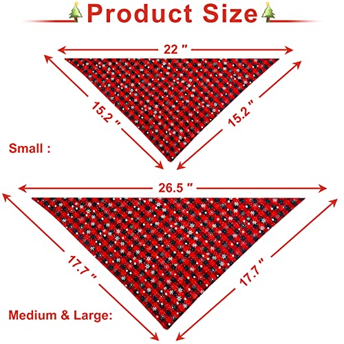 Malier Dog Bandana And Collar Set Pet Christmas Classic Plaid Snowflake Dog Scarf Triangle Bibs Kerchief Adjustable Collars With Bow Tie Pet Costume For Cats Dogs Pets (Large) #TOP5