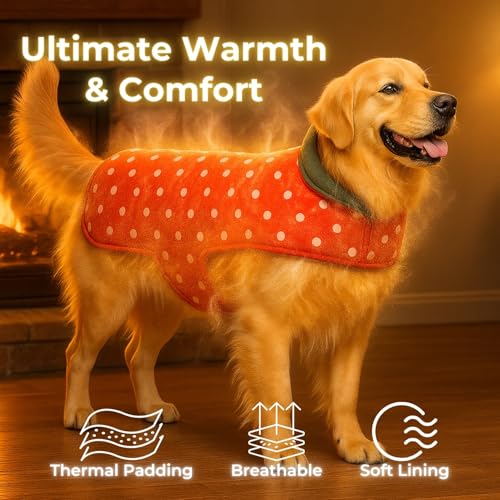 Image of Sage Square Dual-Sided Polka Dot Dog Jacket - Protective Cold-Weather Gear for Pets, Lightweight, Cushioned, Designed for Warmth & Comfort Indoors or Outside (Polka Red, XS - 12 Inch)