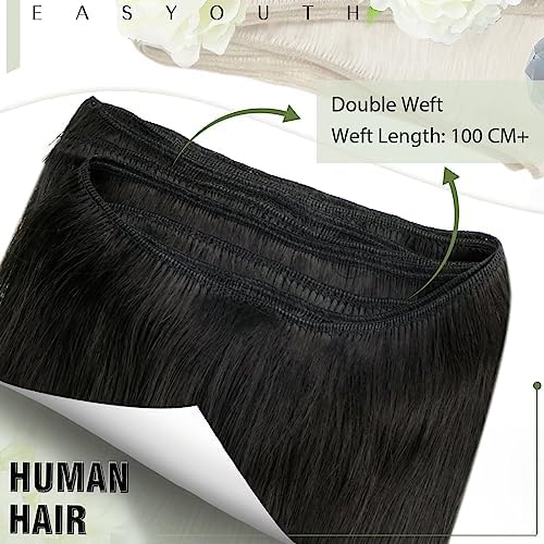 Easyouth Weft Hair Extensions 16 Inch 100g Sew in Extensions Human Hair Balayage Black to Brown and Blonde Double Weft Extensions Real Hair Ombre