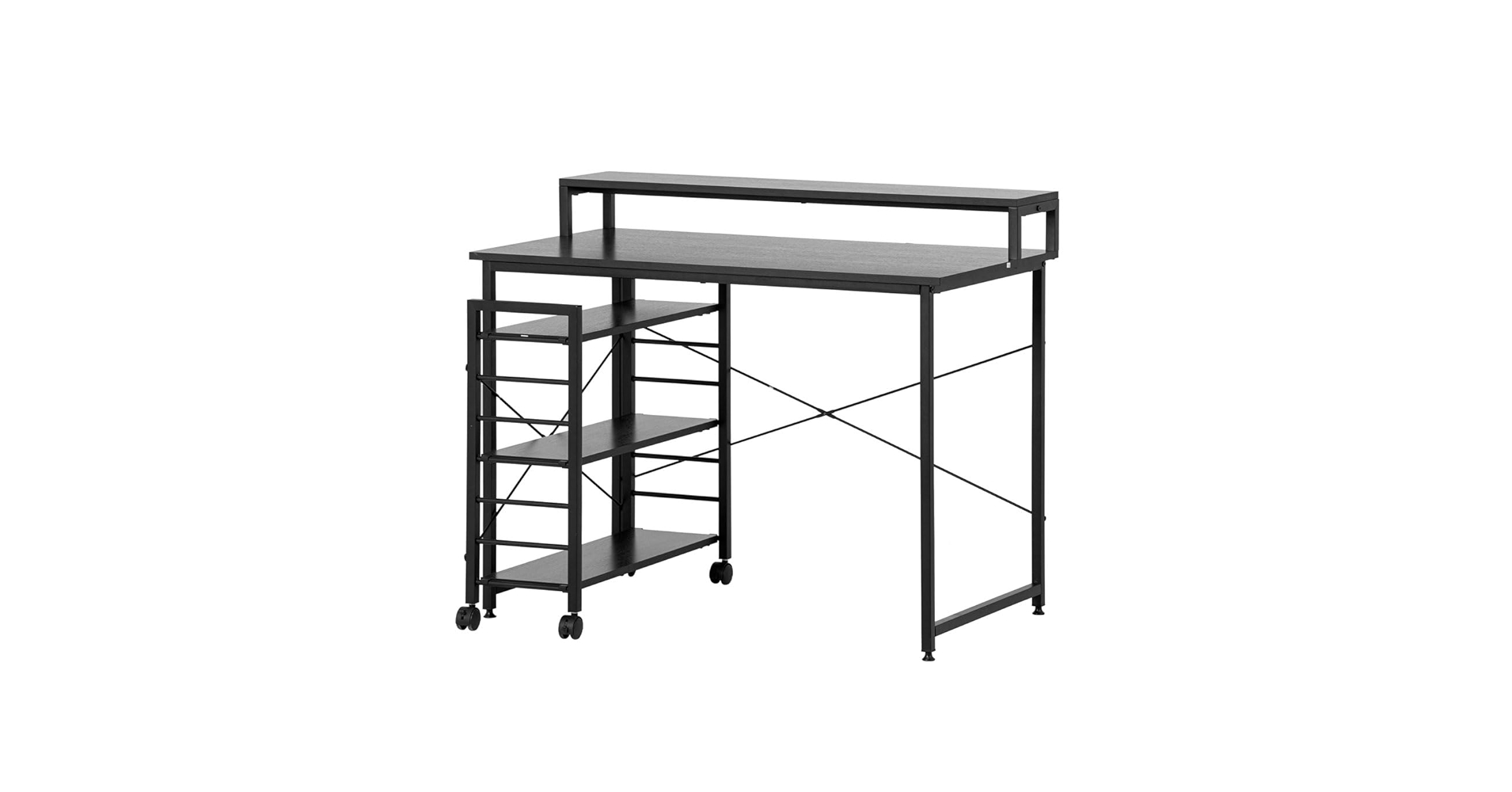 Amazon.co.jp: パソコンデスク キャスター付きで移動可能ラック付き