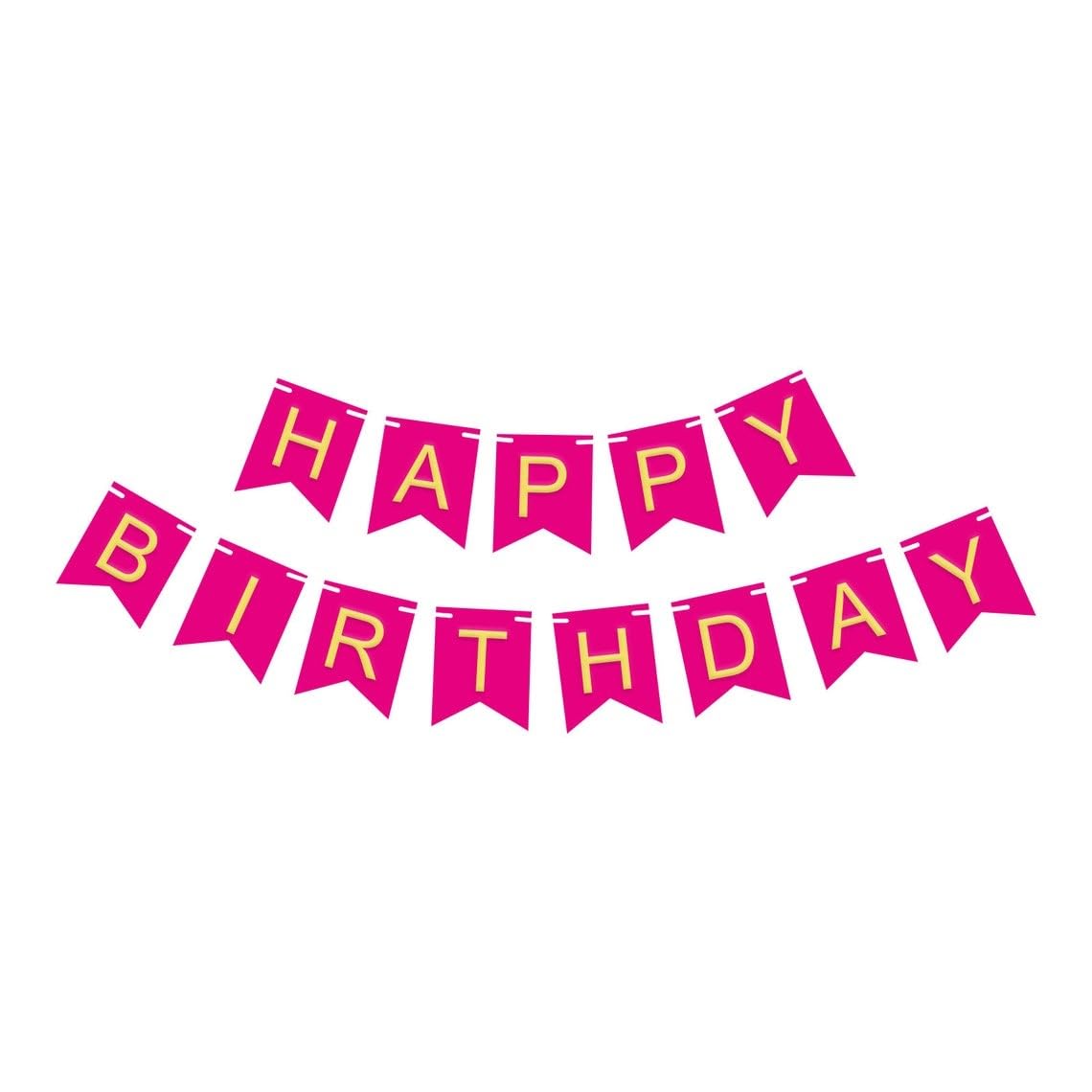 Goldedge Banner Happy Birthday 13 Piece Bunting Home, Party Hall and Backyard Pink Color Decoration Birthday Signs Party Supplies