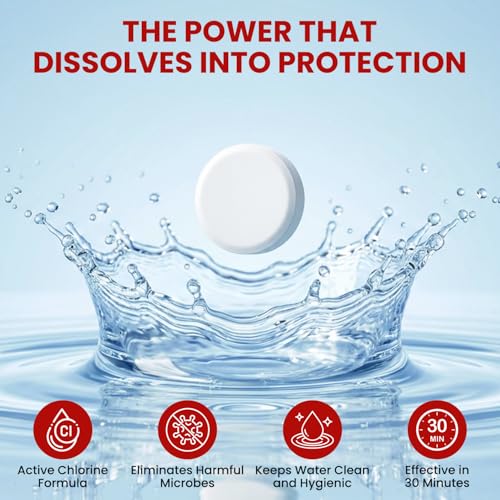 Image of 1000 Water Purification Tablets - Chlorine Tablets for Overhead & Underground Tanks | Purifies 1000 litres per Tablet | Kills Bacteria & Prevents Algae | 150 Units (Pack of 1)
