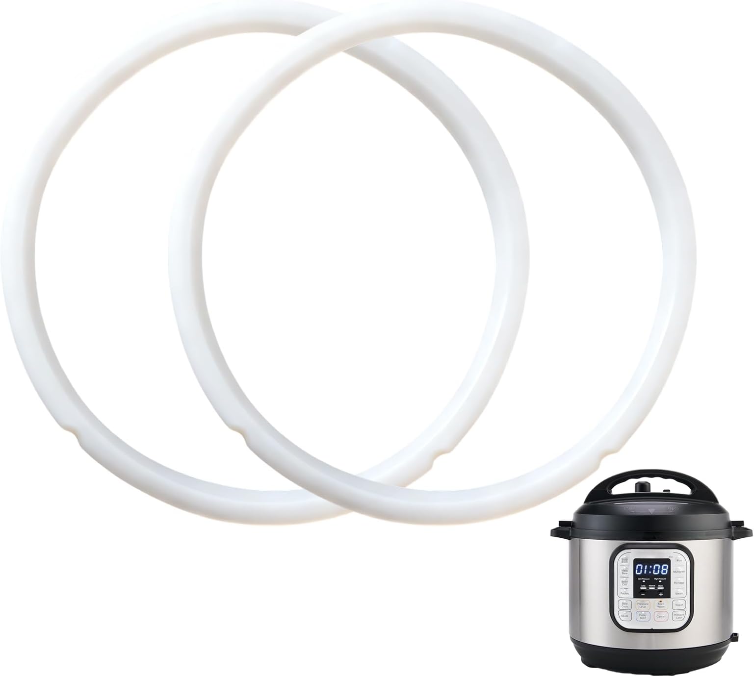 2 Pack Sealing Ring for Instant Pot 6 & 5 Qt - 3rd-Gen Upgraded Instant Pot Sealing Ring, Food-grade Silicone Accessories for InstantPot, Replacement Parts for InstantPot 6 & 5 Qt, BPA-Free, Clear