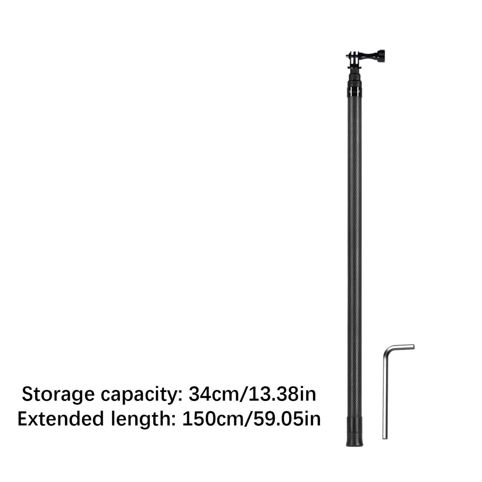 Bastone per selfie estensibile in fibra di carbonio, triplo per action camera, regolabile da 50 cm a 130 cm, bastone per selfie estensibile