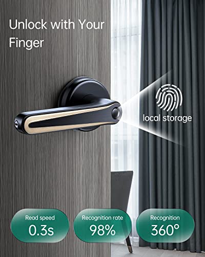 Keyless Entry Door Lock, Findeuler Fingerprint Smart Door Lock With Handle, Biometric Smart Door Knob With Keys, App Control, Auto Lock, Easy To Install For Home, Office, Apartment #TOP1