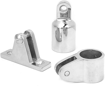 ViaGasaFamido 16Pcs Bimini Top Hinge Rail Mount Boat 3-Bow Bimini Top Cover Stainless Steel Boat Fittings Hardware Hinge Mount Jaw Slide Bimini Top Eye End Kit 25mm/1in