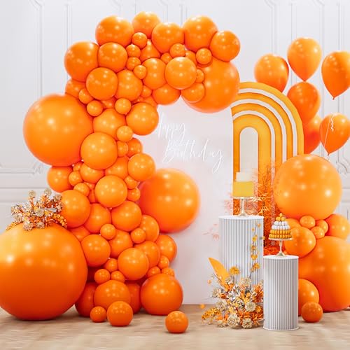 Image of PartyWoo Orange Balloons 127pcs Different Sizes of 36 18 12 10 5 Inch Matte Fall Balloon Arch Kit Garland for Thanksgiving Halloween Little Cutie Baby Shower Birthday Party Decorations Orange-Y9