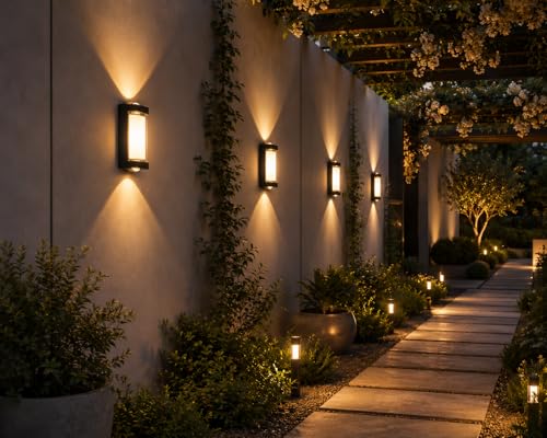 Image of FERA Waterproof Up Down Led Wall Lamp, Aluminium IP65 Body 3 Way, Warm White, Indoor /Outdoor Decorative Wall Sconce Light (3 Way Warm)