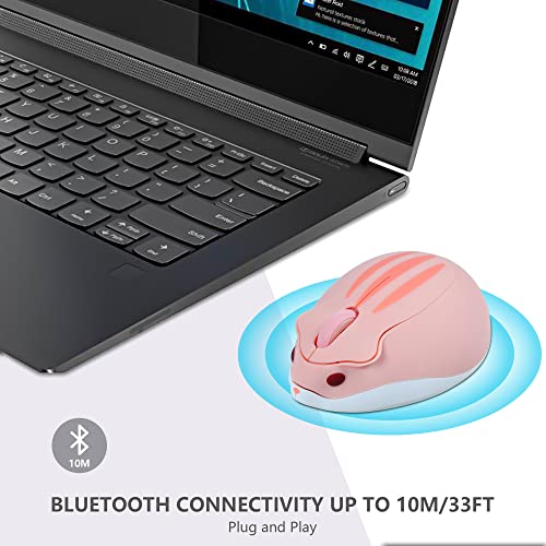 Image of Wireless Bluetooth Cute Animal Hamster Mouse - 1200DPI 3-Button Portable Cordless Mouse for Ipad Pro Laptop PC Mac Notebook Computer Tablet (Pink)