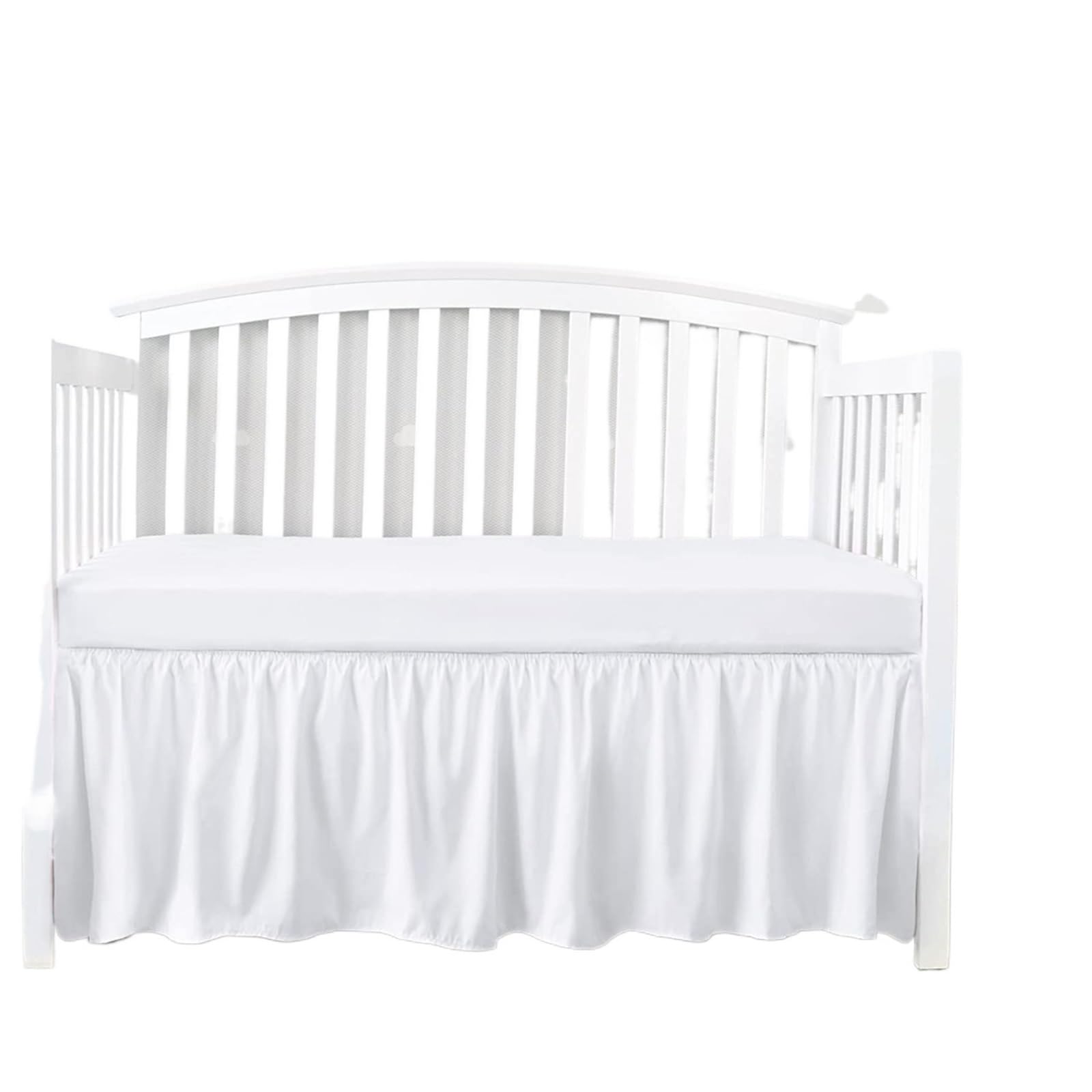 Zgcrumphant Boys White Crib Bed Skirt Add Top Sheets -4 Sides Pleated Ruffles For Girls Toddler Nursery Bedspread For Bed(,60X120x36cm)