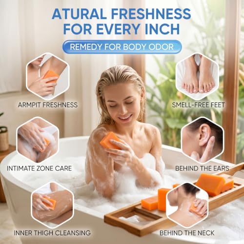 Image of 3 PCS Persimmon Soap Bar for Body Odor Control, Natural Deodorant Bar Soap | Deep Cleansing & Deodorizing Body Wash for Old People Smell, Effectively Remove Body Odor for All Skin Types, Women & Men