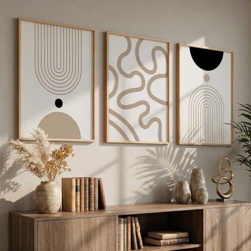 Image of kotart Boho Art Home Decoration Paintings With Frame For Living Room Bed Room Hotel Wall Decor Digital Reprint Set of 3 (19X25 inch)